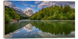 Tableau en bois Printemps dans les Alpes bavaroises au Rießersee