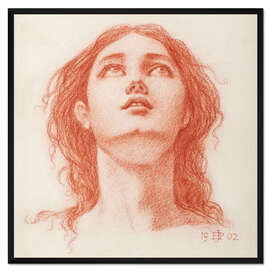 Gerahmter Kunstdruck Kopf einer jungen Frau