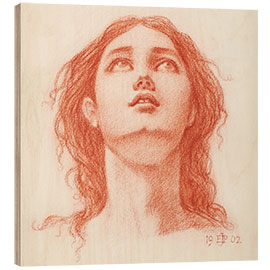 Wood print Head of a young woman