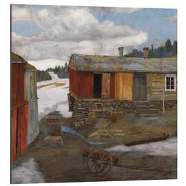 Aluminium print Røros, yard in the snow solution