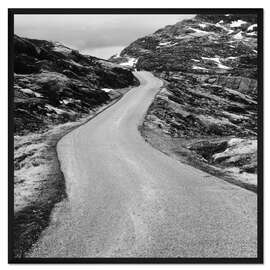 Gerahmter Kunstdruck Straße durch die Berge