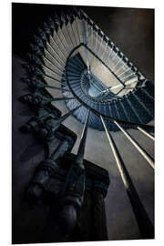 Foam board print Blue Spiral Staircase II