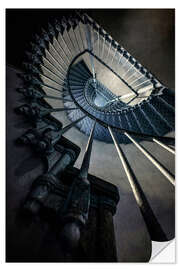 Selvklebende plakat Blue Spiral Staircase II