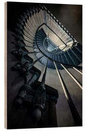 Wood print Blue Spiral Staircase II