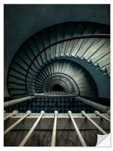 Selvklebende plakat Blue staircase