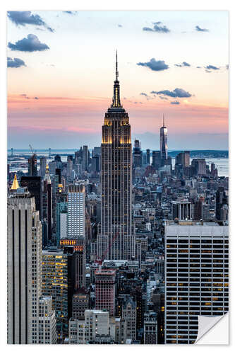 Selvklæbende plakat Empire State Building Sunset, New York