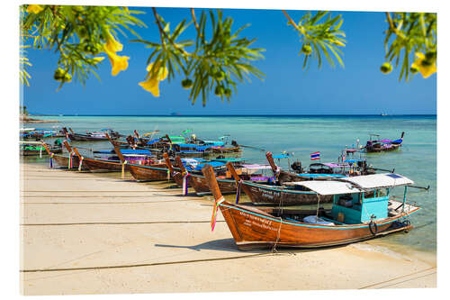 Acrylglas print Longtail Boote, Ko Phi Phi, Thailand