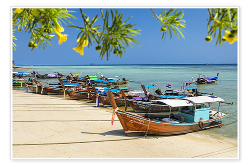 Poster Long-tail boats, Ko Phi Phi, Thaïlande