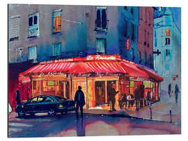 Aluminium print Night cafe on Montmartre, Paris