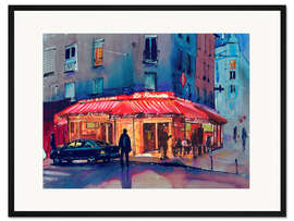 Gerahmter Kunstdruck Nachtcafé auf Montmartre, Paris