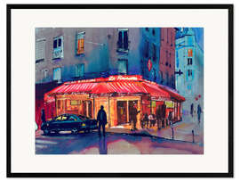 Kehystetty taidepainatus Night cafe on Montmartre, Paris