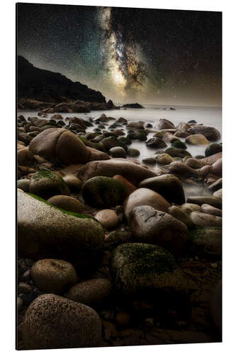 Aluminium print Cornwall coast at night