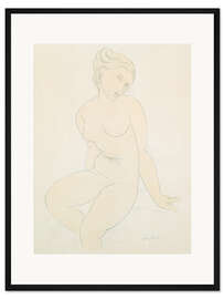 Gerahmter Kunstdruck Sitzender weiblicher Akt