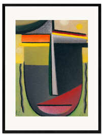 Framed art print Abstract head, green gold