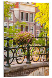 Gallery print Bicycles on a sunny canal bridge in Amsterdam