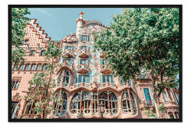 Gerahmter Kunstdruck Casa Batllo von Antoni Gaudi in Barcelona, Spanien II
