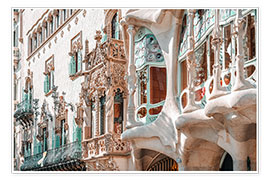 Plakat Casa Batllo by Antoni Gaudi in downtown Barcelona, Spain III