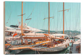 Wood print Yachts and boats in the port of Cannes