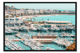 Gerahmter Kunstdruck Hafen von Cannes am Mittelmeer