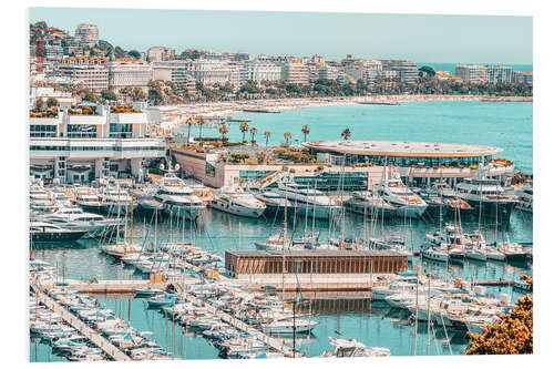 Hartschaumbild Hafen von Cannes am Mittelmeer