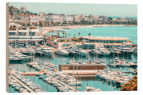 Wood print Cannes port on the Mediterranean