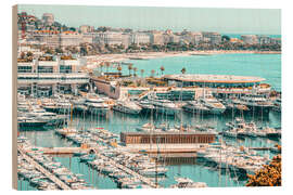 Holzbild Hafen von Cannes am Mittelmeer