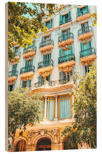 Wood print Facade in the city of Barcelona, Spain