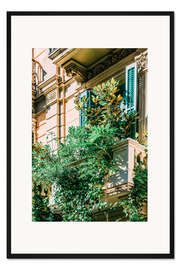 Gerahmter Kunstdruck Überwucherter grüner Balkon