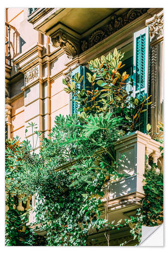 Selvklebende plakat Overgrown green balcony