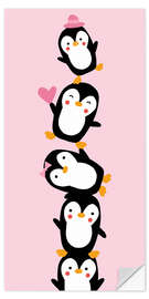 Wall sticker Penguin friends, pink