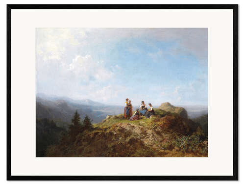 Innrammet kunsttrykk Dirndls on the mountain pasture