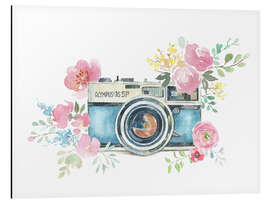 Magnettafel Vintage Kamera mit Blumen