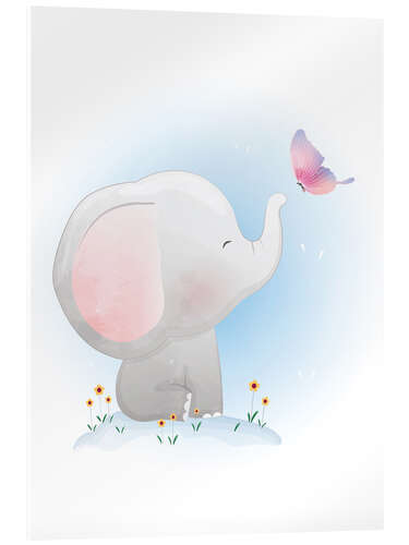Acrylic print Elephant and Butterfly