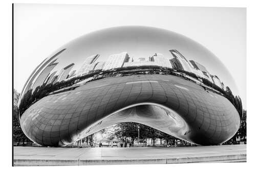 Aluminium print Chicago Cloud Gate, black and white