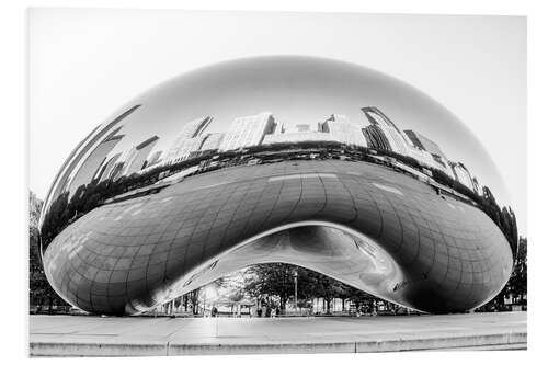 Hartschaumbild Chicago Cloud Gate, schwarz-weiß