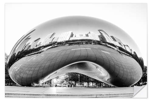 Wandsticker Chicago Cloud Gate, schwarz-weiß