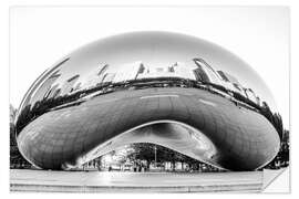 Selvklæbende plakat Chicago Cloud Gate, black and white