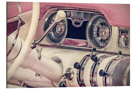 Magnettafel Armaturenbrett eines rosa amerikanischen Oldtimers