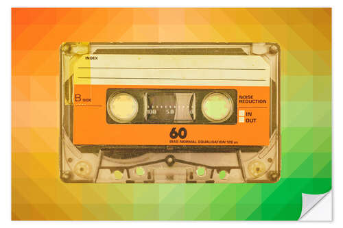 Selvklebende plakat The eighties compact cassette