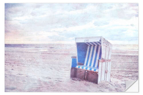 Selvklebende plakat Blue beach chair