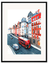 Gerahmter Kunstdruck Bus in den Straßen von London