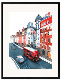 Kehystetty taidepainatus Bus in the streets of London