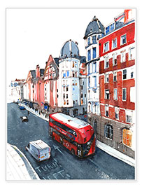 Wall print  Bus in the streets of London - Anastasia Mamoshina