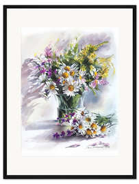 Gerahmter Kunstdruck Kamillenbouquet