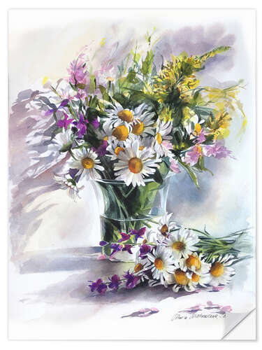 Selvklebende plakat Chamomile bouquet