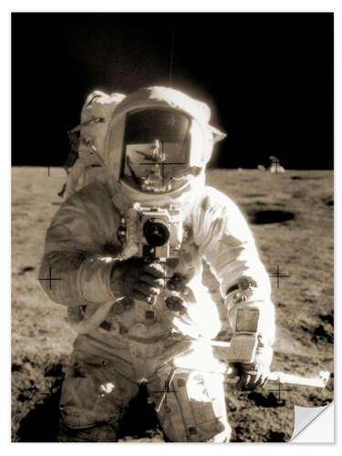 Selvklebende plakat Astronaut Charles Conrad on the moon