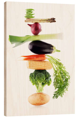 Wood print Vegetables in balance