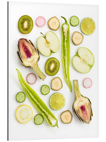 Aluminium print Cross section of fruits and vegetables