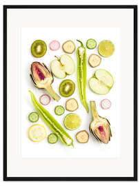 Gerahmter Kunstdruck Obst und Gemüse im Querschnitt