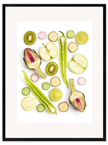 Kunsttryk i ramme Cross section of fruits and vegetables
